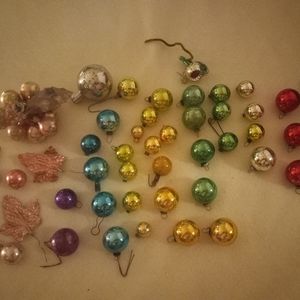1950's  Made USA Mercury Glass Christmas Bulbs lot of 43 Red Gold Green
